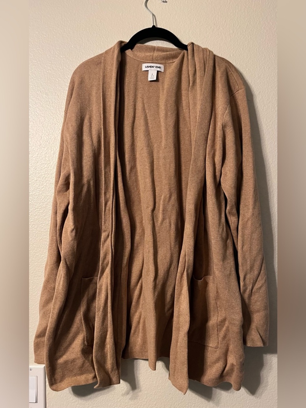 Lands' End Open Front Cardigan - Tan